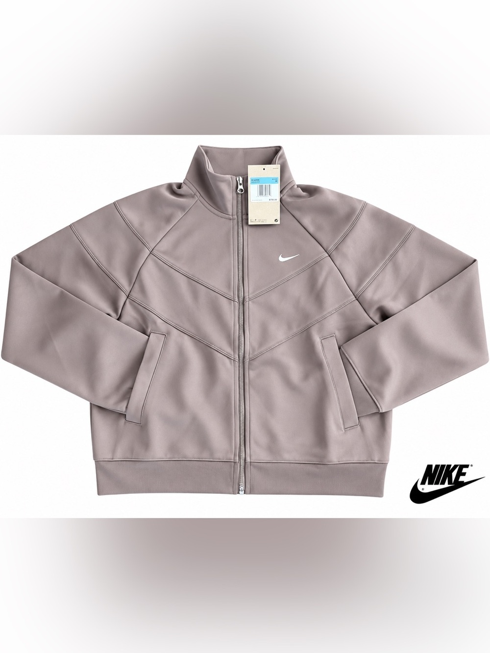 Nike Sportswear Windrunner Women's Knit Jacket in Mink Brown/White Size M 🌟NWT🌟